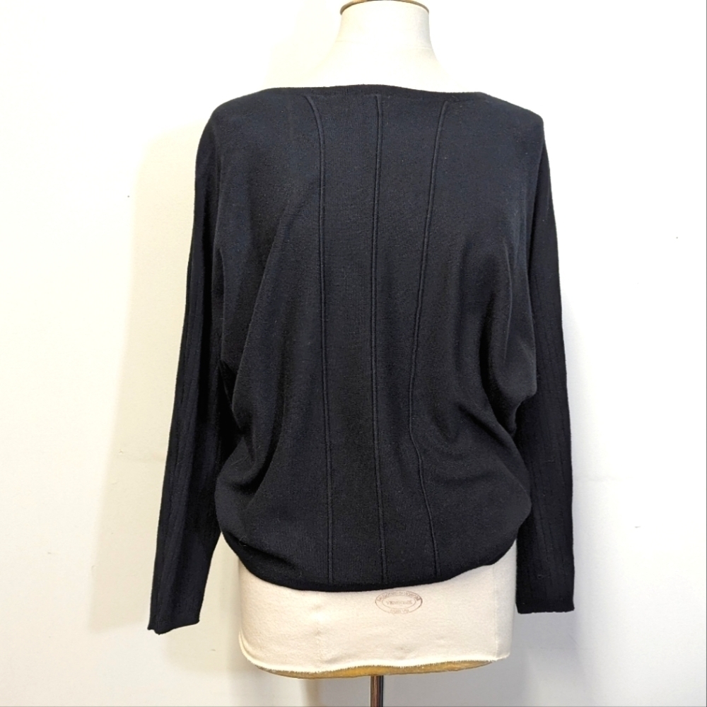 Milano Black Ribbed Dolman Sweater